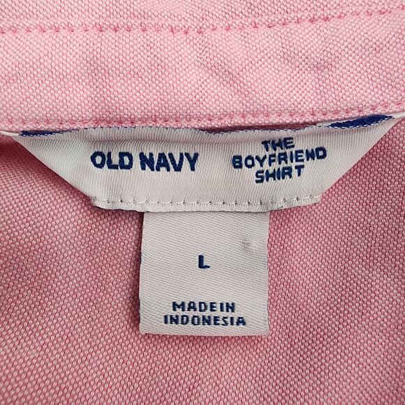 Old Navy Womens Oversized Button Boyfriend Shirt Large Pink Long Sleeve Relaxed - Picture 8 of 10